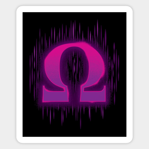 Greek Omega - Pinky Purple Sticker by DCLawrenceUK